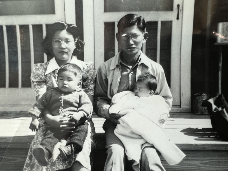 Shimasaki's parents, brother and sister in the internment camp